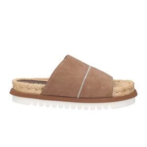 Peserico Tan Leather Espadrille Slide Platform Sandals Women’s 7